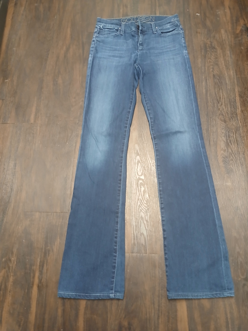 Goldsign Medium Blue Flare Jeans - Wide Leg